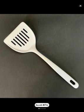 VTG Melamine White Wide Angled slotted Spatchula Circa 1970s